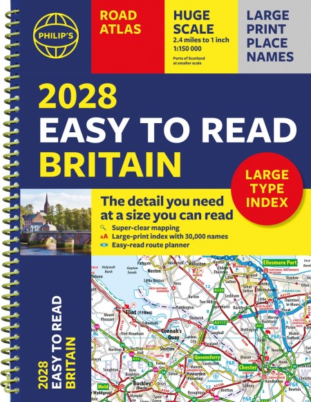2028 Philip’s Easy to Read Road Atlas of Britain (A4 Spiral)